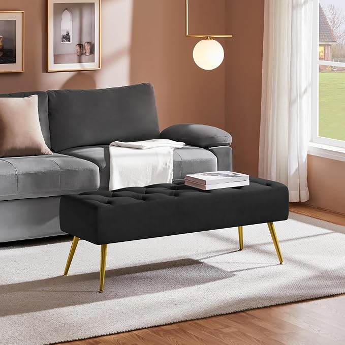 Yaheetech 45in Upholstered Velvet Ottoman Bench Seat - Image 4