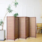 5 Panel Short Room Divider Screen, Small Bamboo Panel Divider - Image 3