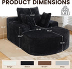 Sleeper Chair Lounge Chair Indoor, Oversized Corduroy Upholstered Boneless - Image 2