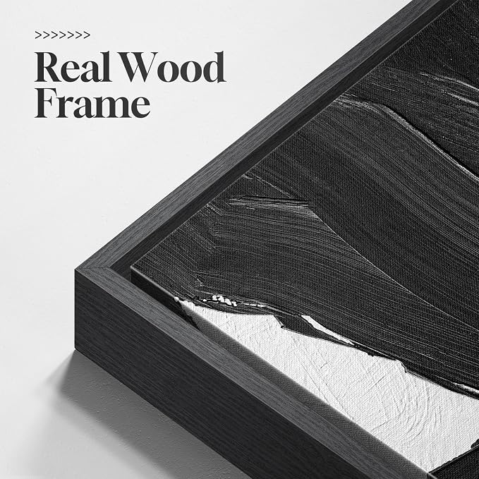 Large Framed Black and White Abstract Wall Art - Image 2