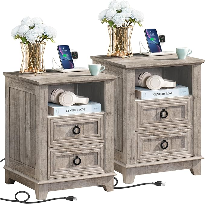 Joaxswe 18" Farmhouse Night Stand Set 2 by Joaxswe