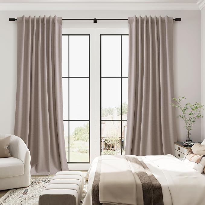 Taupe Linen 100% Blackout Curtains - Image 5