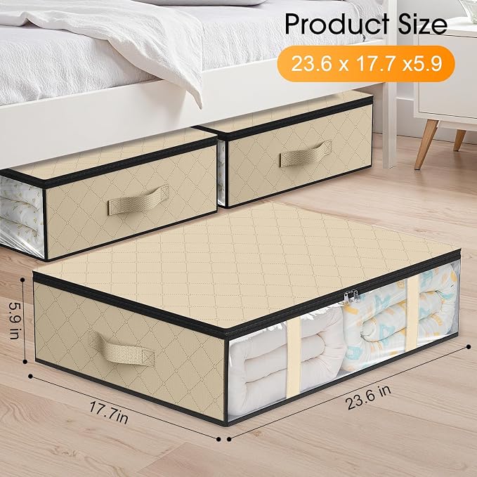 StorageRight Under Bed Storage Bags, 4 Pack, Comforters, Blankets and Seasonal - Image 2