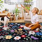 PLHXFR 2x5 Washable Runner Rug：Floral Indoor Kitchen Soft Carpet Black | - Image 7