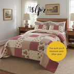 SLPR - Country Roses Red Floral Patchwork Quilt Set, King - Image 7
