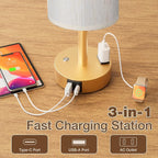 Gold Touch Bedside Lamp for Bedroom, Stepless Dimmable, USB A+C, AC Outlet | - Image 4