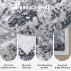 3x14 Washable Runner Rug：Modern Abstract Soft Carpet Dark Black | - Image 6