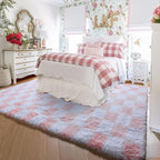 KICMOR 5x7 Area Rugs for Living Room, Fluffy Soft Light Pink and White - Image 3