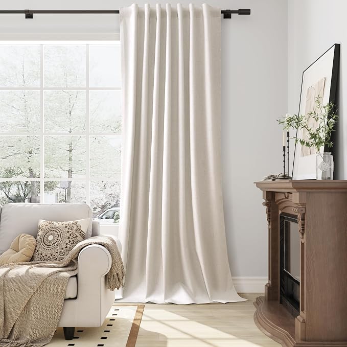 Cream Natural Linen 100% Blackout Curtains - Image 6