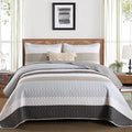 Dinjoy Queen Size Boho Stripe Quilt Set, Breathable All-Season, 3-Piece Set by DINJOY