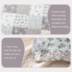 Whale Flotilla Patchwork Quilt King Size, Extra Soft Floral Bedspreads | Grey - Image 6