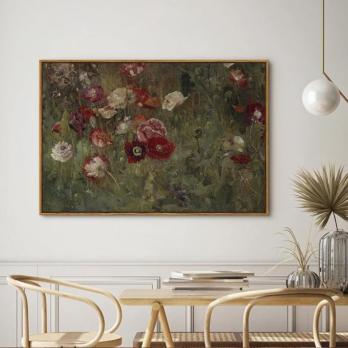 InSimSea Framed Canvas Wall Art Vintage Decor, Flowers Canvas Wall Art Modern - Image 3