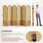 6 Panel Rattan Room Divider Screen, Boho Folding Privacy Screen | Decorative - Image 4