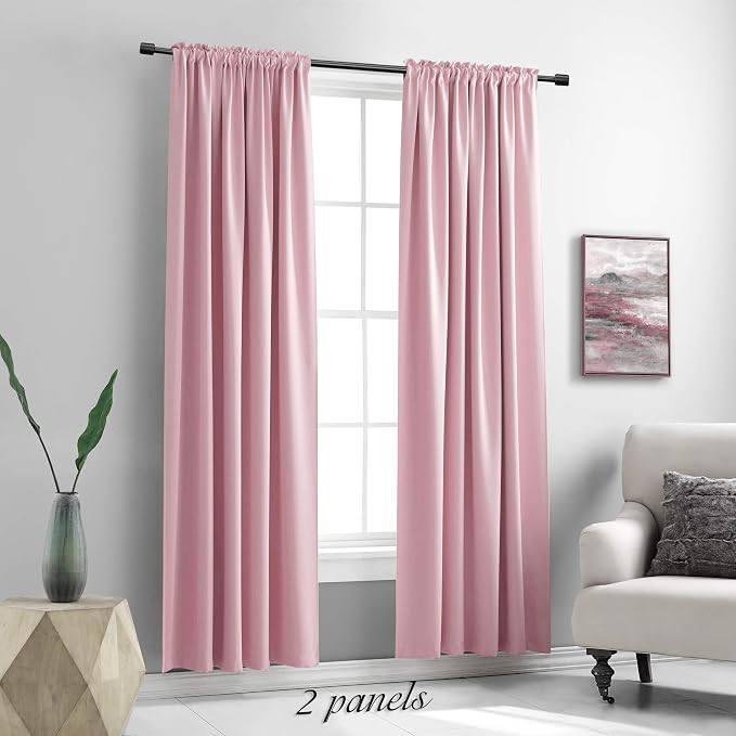 Pink Room Darkening Curtain Panels 84" Long - Image 2