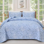 WONGS BEDDING Botanical Quilts Queen Size, 3 Pieces Bedspread Set, Polyester by WONGSBEDDING