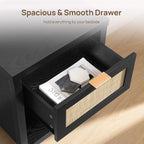 SICOTAS Black Rattan Nightstand Farmhouse Night Stands - Image 5