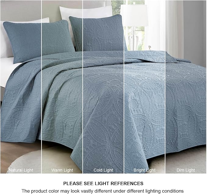 Chezmoi Collection Austin Full/Double Oversized Bedspread Set, 3-Piece Pinsonic - Image 3
