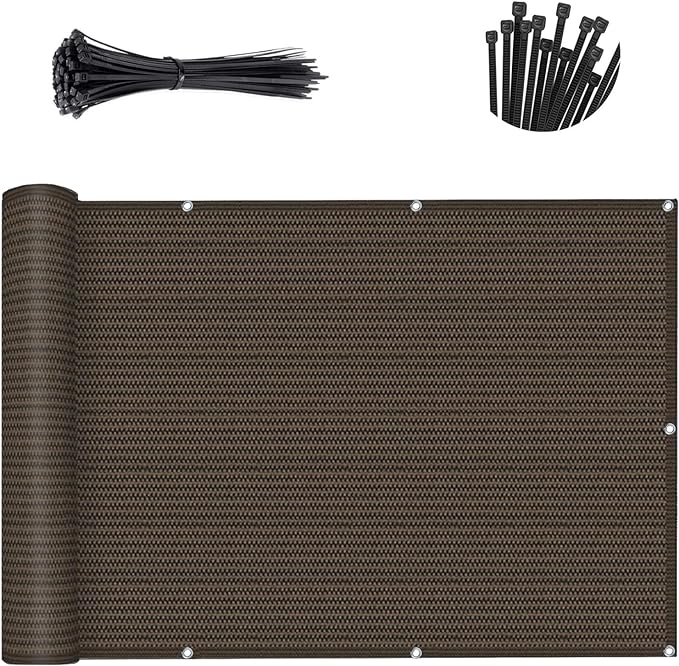 Custom Size 3.3'x2' Brown Balcony Privacy Screen 90% UV Block | Windscreen by SUNLAX