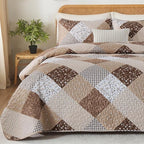 Dinjoy Boho Quilt Set Queen Size, Patchwork Floral Bedspreads, Reversible - Image 7