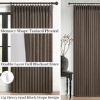Blackout Dark Brown Bedroom Curtains 84 Inches Long 2 Panels Set, Memory - Image 4