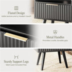 Huuger Nightstand with Charging Station, USB-C Port, End Table | Fluted Night - Image 8