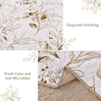 Anibedding Brown Quilt Set King, Fall Botanical Bedspread Bedding Set | Soft - Image 6