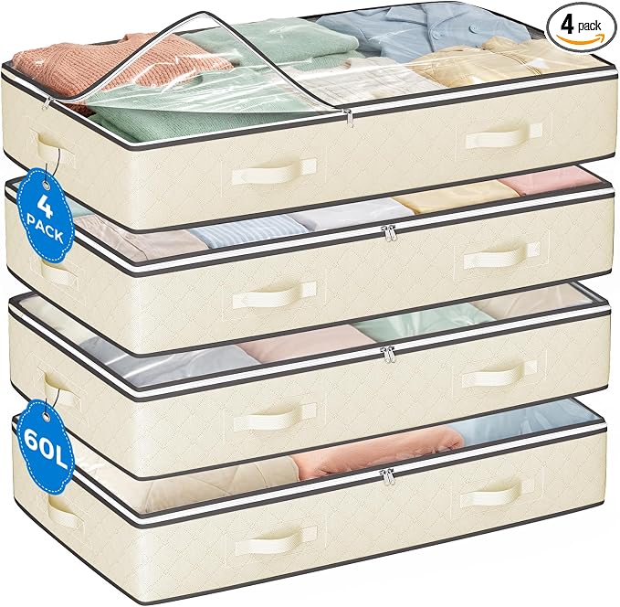 4 Pack Under Bed Storage Containers by BuddingJoy-BuildaJoyfulLifeforYou