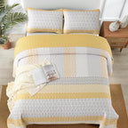 WONGS BEDDING Boho Stripe Full Size Quilt Bedding Set, Soft Microfiber - Image 3