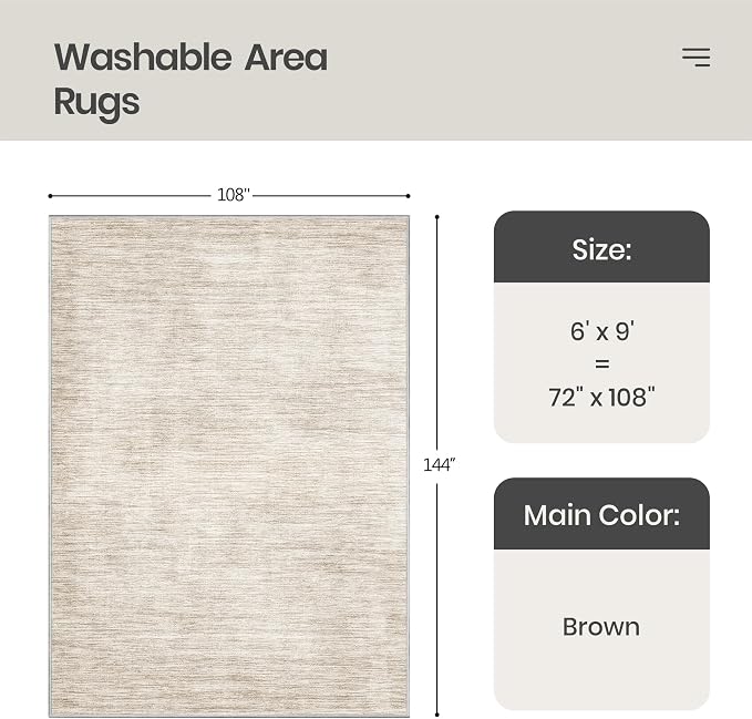 6x9 Area Rugs Non Slip, Large Washable Rugs - Image 2