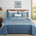 Cottolester Blue Quilt Set Full, Lightweight Microfiber Bedspread Coverlet Set by Cottolester