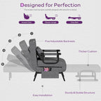 TYBOATLE Sleep Chair Bed, Sleeper Chair, Small Folding Sofa Bed, Dark Grey | - Image 5