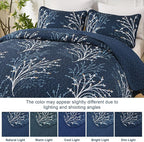 DJY Navy Quilt Set Queen Size Branch Botanical Bedspread Coverlet Set | 3 - Image 8