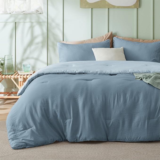 Bedsure King Comforter Set, Mineral Blue Soft Prewashed Bedding - Image 2