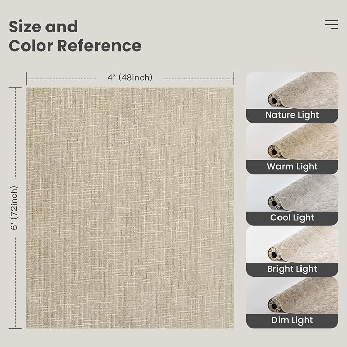 4x6 Area Rug, High-Low Pile Washable Rug - Image 2