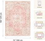 Latte&Fog Large Area Rugs 6x9, Vintage Washable Pink Rugs - Image 2