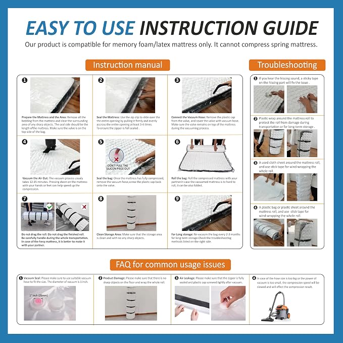Foam Mattress Vacuum Bag with 4 Adjustable Straps, Twin/Twin XL | Heavy-Duty - Image 7