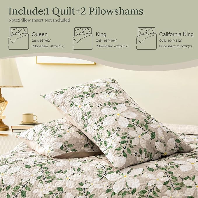 Whale Flotilla Patchwork Quilt King Size, Extra Soft Floral Leaf Bedspreads | - Image 5