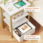 SUPERJARE Nightstand with Charging Station, USB-C Port, Bedside Table | Night - Image 5