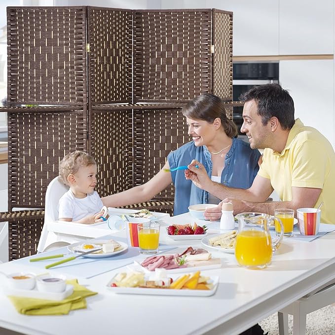 FDW Room Divider 4 Panel Wooden Screen Folding Portable Partition Screens Wood - Image 2