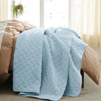 Bedsure King Size Quilt, Lightweight Comforter Set, Sky Blue Bedspread | - Image 5