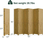 6 Panel Folding Room Divider, Solid Wood Privacy Screen, Freestanding Partition - Image 2