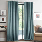 RYB HOME 100% Blackout Linen Textured Curtains 96 inches Long, Thermal - Image 2