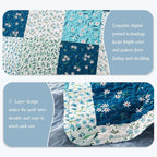 Whale Flotilla Patchwork Quilts Queen Size, Extra Soft Floral Bedspreads | Blue - Image 5