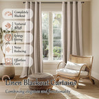 Beige Linen Blackout Curtains for Living Room - Image 2