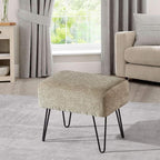Home Soft Things Jacquard Chenille Ottoman, Tanga-Grey, Fuzzy Entry Way Ottoman - Image 4