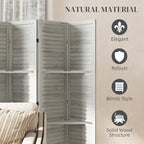 HOMCOM Room Divider with Shelves 6 Panel 67" Wood Screen Distressed White | 3 - Image 5