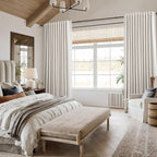 Beige White 100% Blackout Linen Curtains 108 Inch Length 2 Panels Set - Image 8