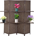FDW Room Divider 4 Panel Wooden Screen Folding Portable Partition Screens Wood by FDW