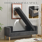 Aoiy & Wifon 65.35" W End of Bed Bench King Size, Upholstered Large Storage - Image 3