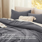 Bedsure Oversized Queen Comforter Set, Dark Grey Soft Prewashed Bedding - Image 3